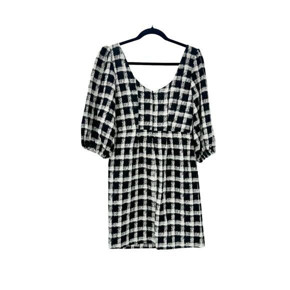 Chloe Kristyn Women's Scoop Neck Checked Mini Dress Black/White Size 4 NWT - Picture 10 of 13